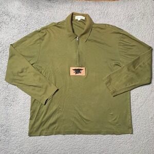 Calvin Klein x Navy Seals Mens 1/4 Zip Army Green Sweater Size XL US 100% Cotton